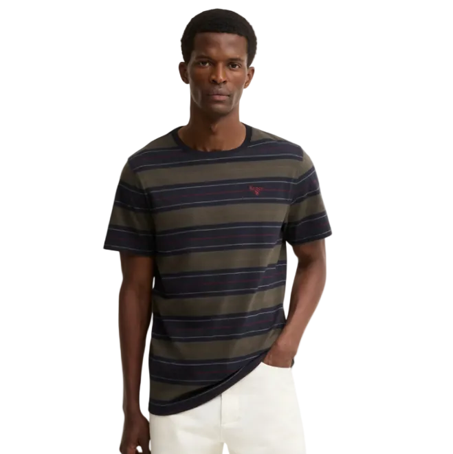 Barbour Tartham men's dark navy striped t-shirt
