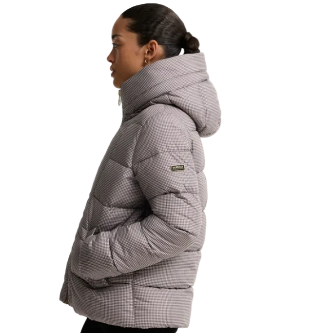 Barbour International Brantley women's bark and mushroom printed puffer jacket