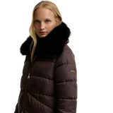 Barbour International Cyrus women's bark and mushroom longline puffer jacket