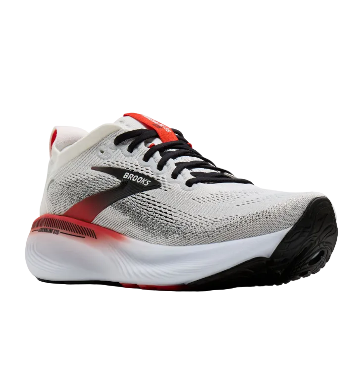 Brooks men's Adrenaline GTS 25 running trainers in white, black and red