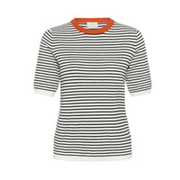Kaffe Womens KAlizza Narrow Striped Pullover Chalk/Black/Tiger Lily