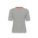 Kaffe Womens KAlizza Narrow Striped Pullover Chalk/Black/Tiger Lily