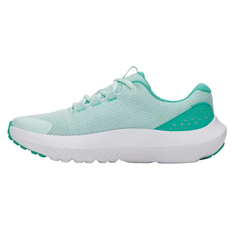 Under Armour girls' silver and green mesh lace-up trainer