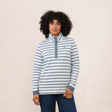 Lighthouse women's Shore II quarter-zip top in bluestone and pale blue stripe
