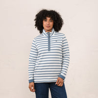 Lighthouse women's Shore II quarter-zip top in bluestone and pale blue stripe