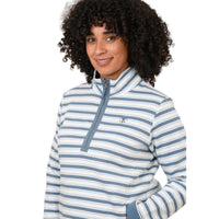 Lighthouse women's Shore II quarter-zip top in bluestone and pale blue stripe
