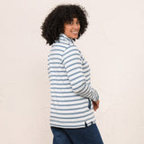 Lighthouse women's Shore II quarter-zip top in bluestone and pale blue stripe