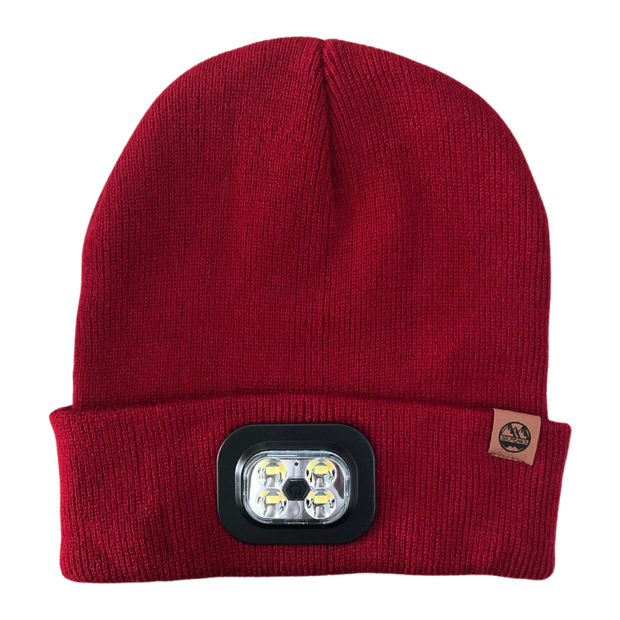 Six Peaks wine red LED lighted beanie hat