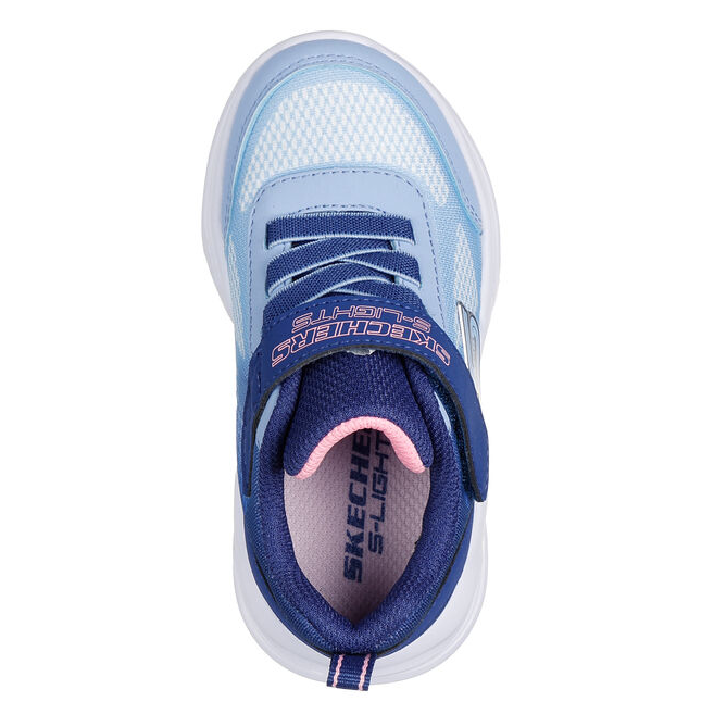 Skechers Girls Trainers S Lights Sola Glow Ombre Deluxe Navy Light Blu Donaghys