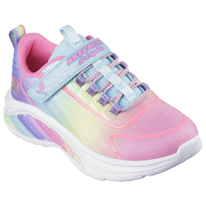 Skechers Girls Trainer S Lights Rainbow Cruisers Turquoise Multi Donaghys