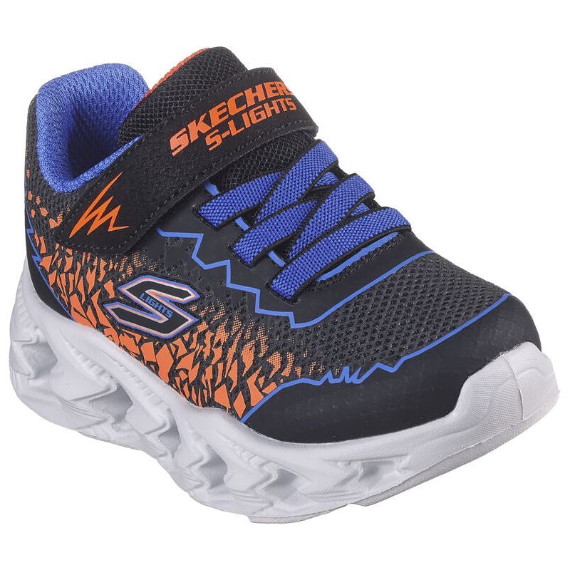 Skechers Boys S Lights Vortex 2.0 Zorento Trainer Black Blue Orange