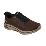Skechers men's chocolate brown Go Walk Arch Fit 2.0 Percy slip-ins trainer