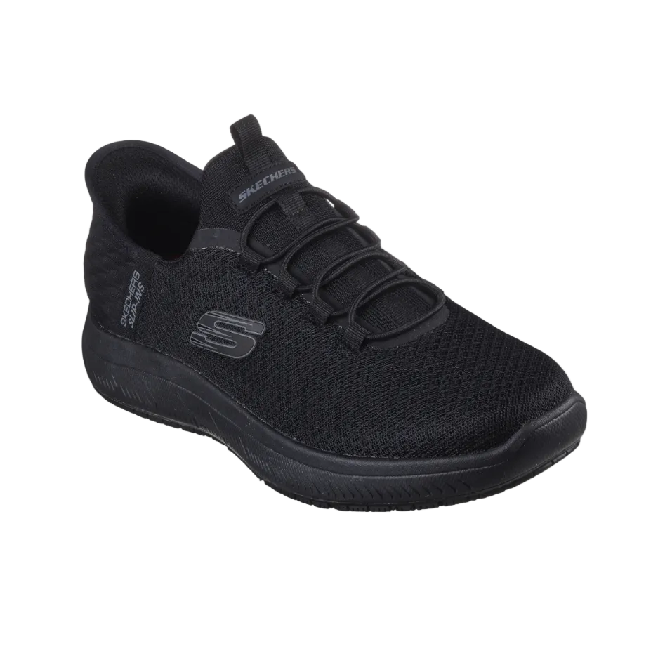 Skechers men's black slip-on work shoe