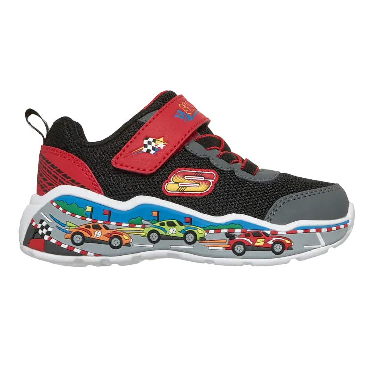 Skechers Play Scene boys' black and red racing car trainers