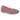 Grey ladies slipper with pink sole and trim, multicolored polka dots, fleece lining