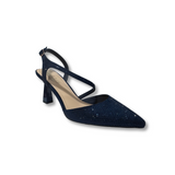 Sorento Darver women's navy diamante pointed toe heels