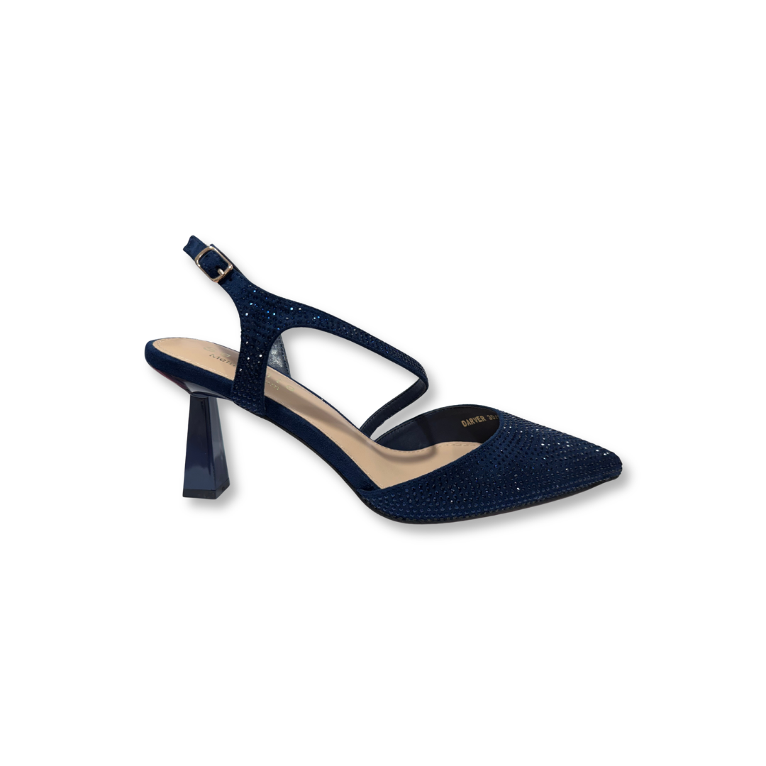 Sorento Darver women's navy diamante pointed toe heels