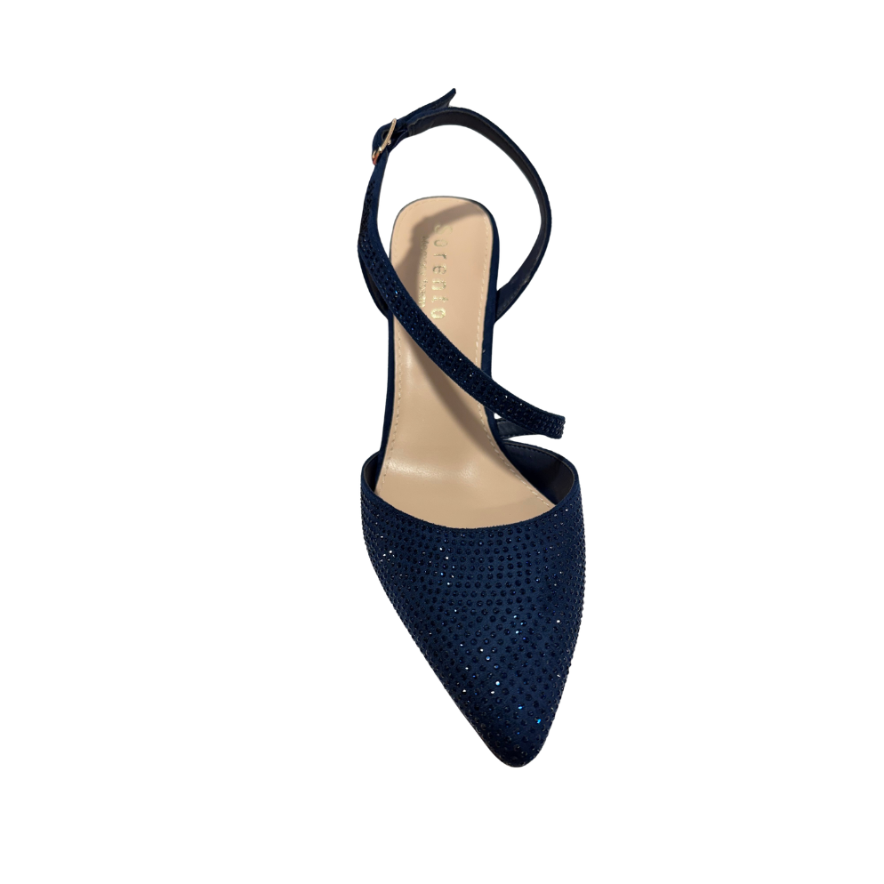 Sorento Darver women's navy diamante pointed toe heels