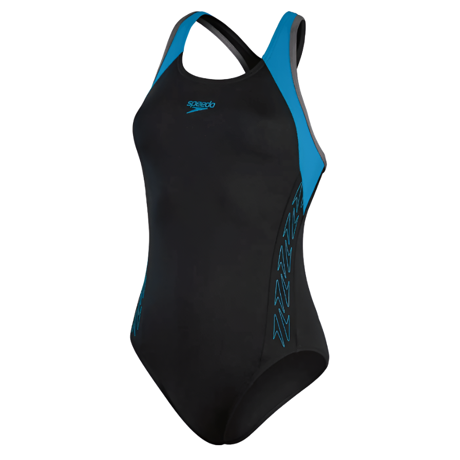 Speedo Womens Hyperboom Splice Flyback Swimsuit AF Black/Blue - Donaghys