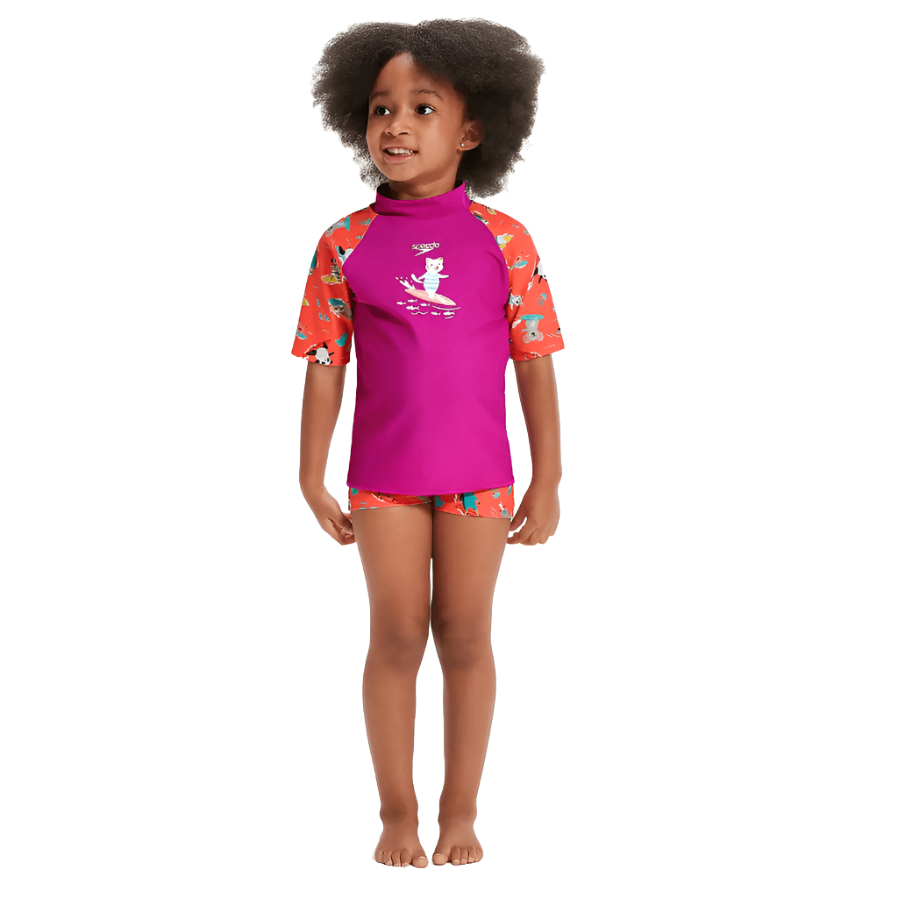 Speedo Girls Infant Short Sleeve Rash Top Set Purple Donaghys