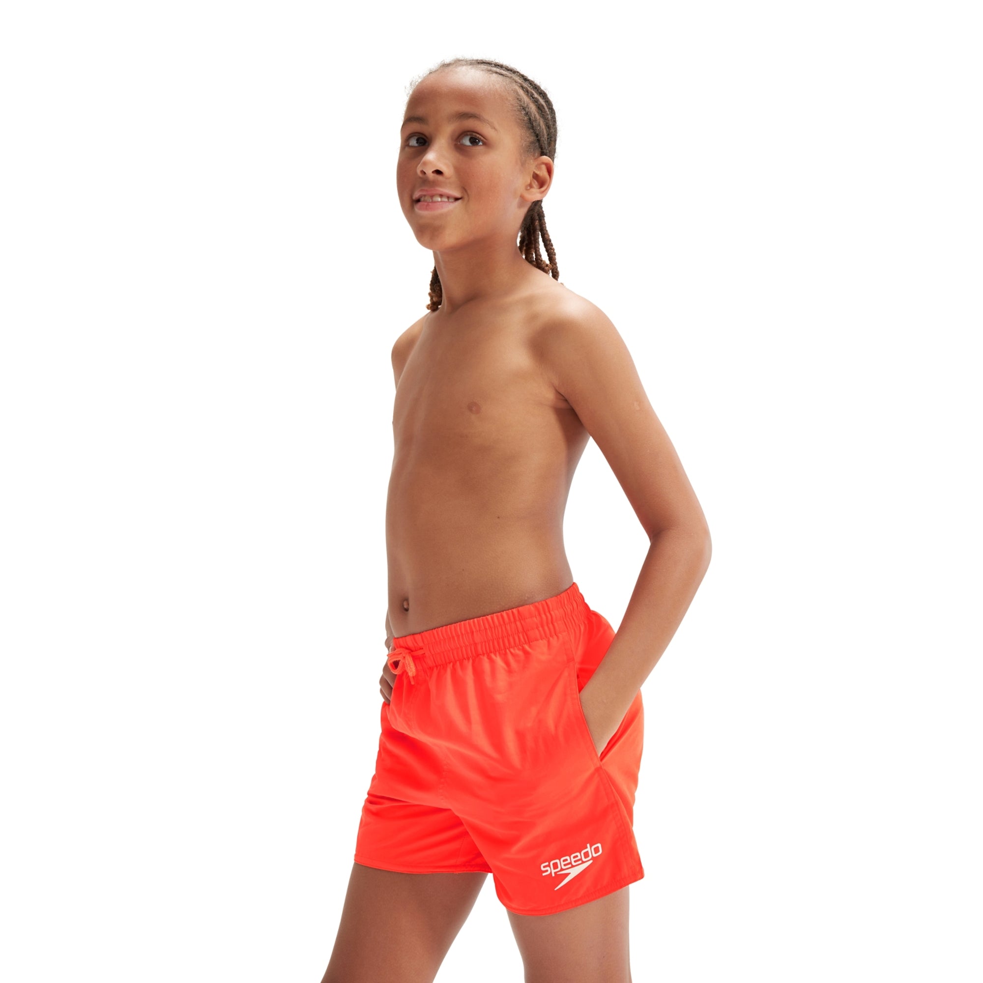 Speedo boys' orange mesh shorts with drawstring