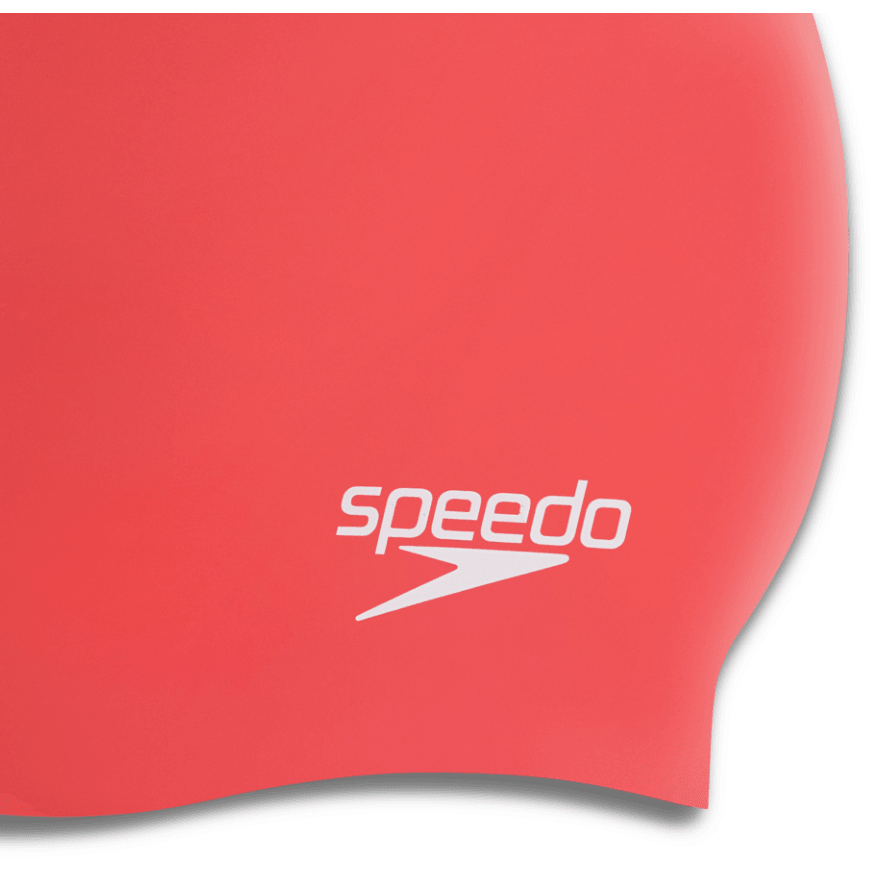 Speedo Adults Plain Moulded Silicone Cap Red/White - Donaghys