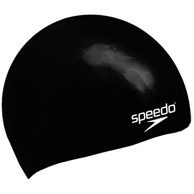 Speedo Kids Plain Moulded Silicone Cap Black/White - Donaghys
