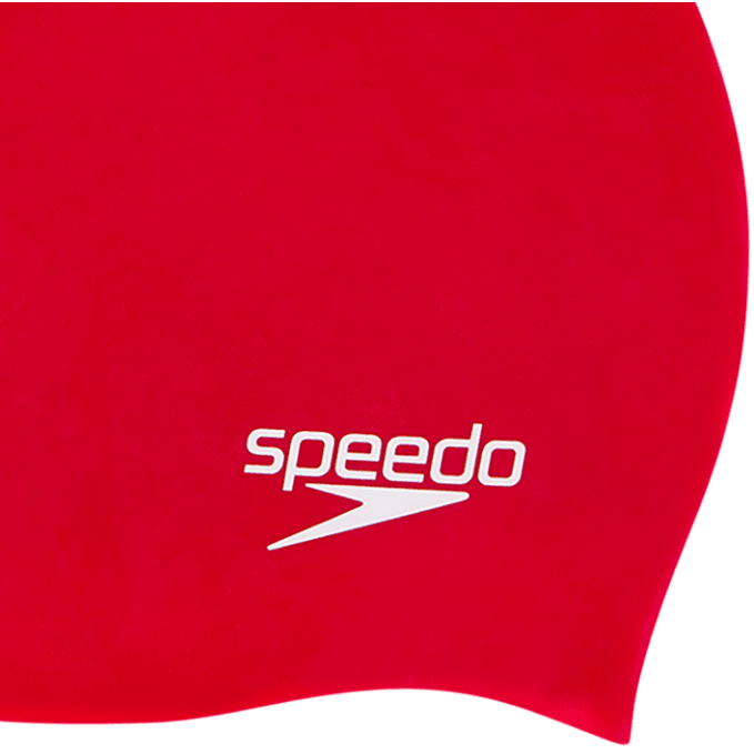 Speedo Kids Plain Moulded Silicone Cap Red/White - Donaghys