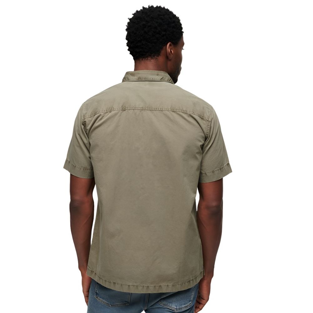 Superdry Mens Military Short Sleeve Shirt Light Khaki Green - Donaghys