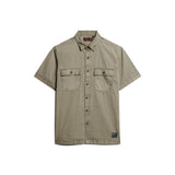 Superdry Mens Military Short Sleeve Shirt Light Khaki Green