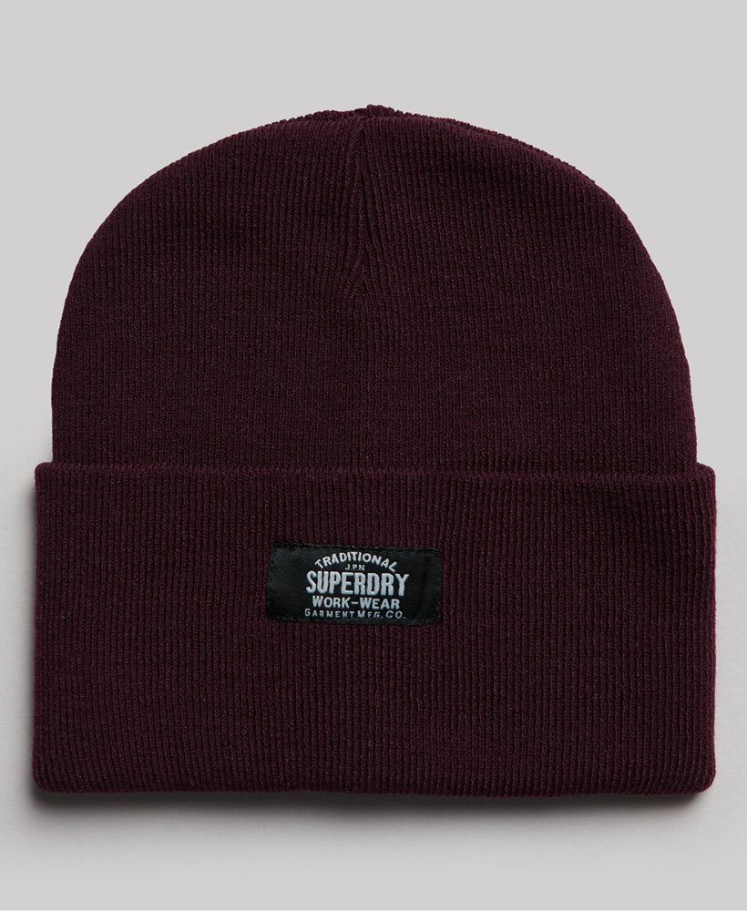 Superdry Womens Classic Knitted Beanie Hat Track Burgundy Marl - Donaghys