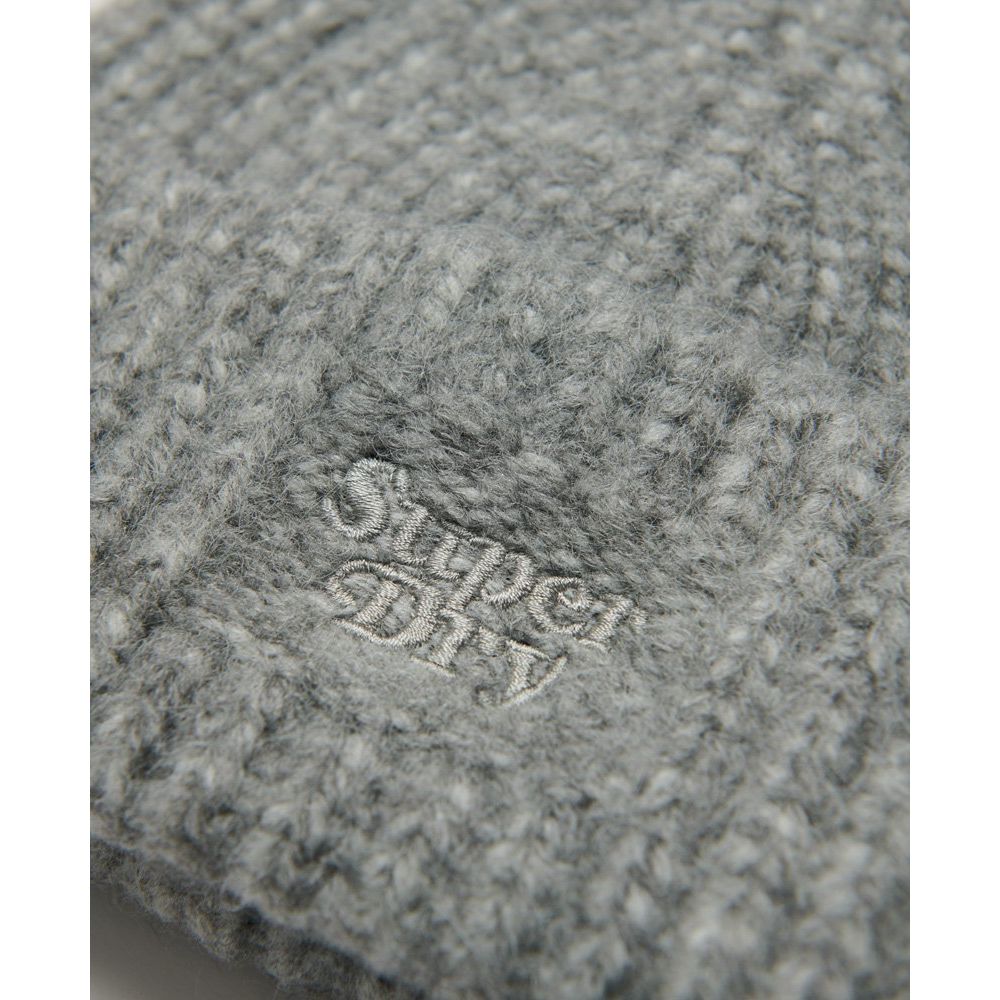 Superdry Womens Rib Knit Beanie Hat Grey Marl