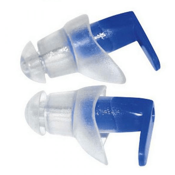 SwimTech blue and clear reusable ear plugs