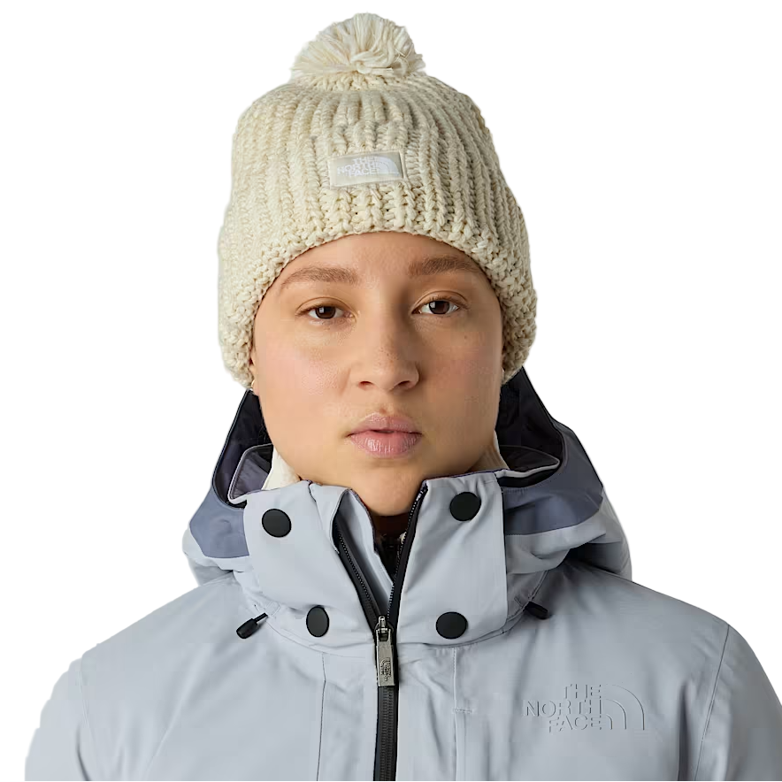 The North Face women's white chunky knit beanie