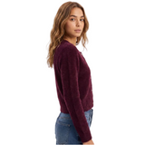 Tiffosi women's Nodos burgundy fluffy knit cropped cardigan with gold-tone buttons