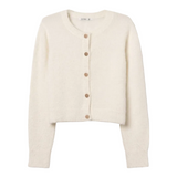 Tiffosi women's Nodos cream fluffy knit cropped cardigan with gold-tone buttons