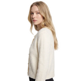 Tiffosi women's Nodos cream fluffy knit cropped cardigan with gold-tone buttons