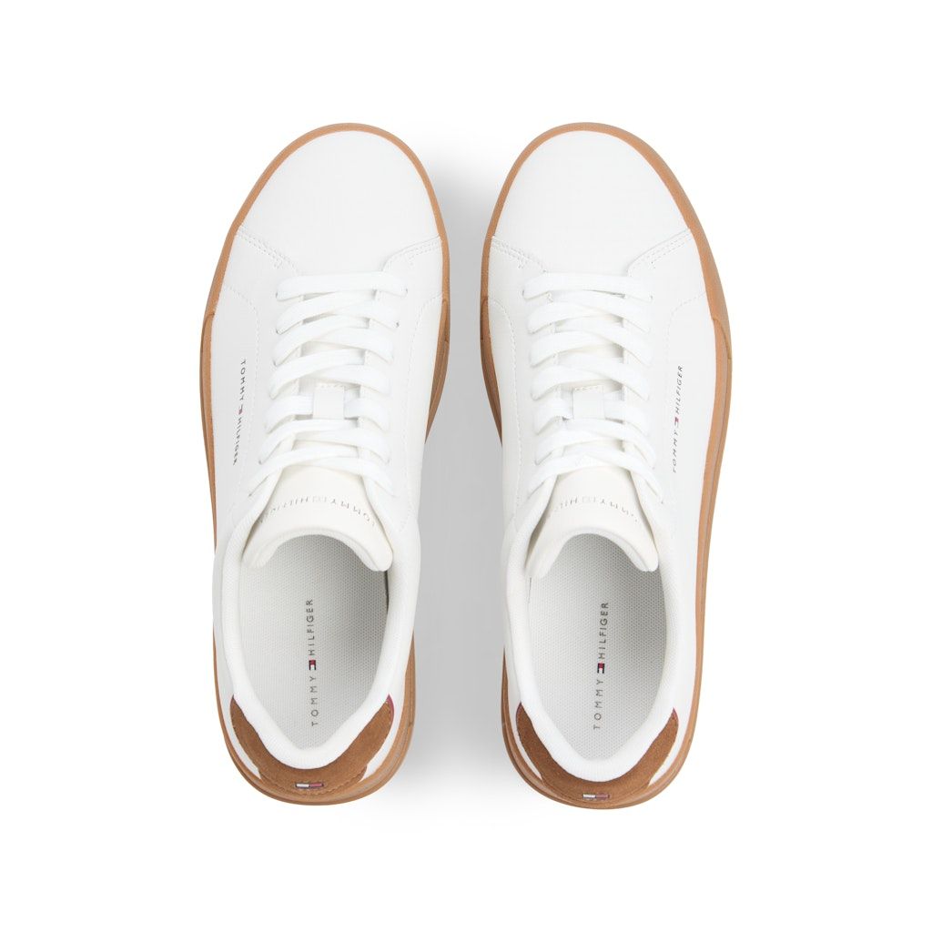 Tommy Hilfiger men's red leather lace-up trainer