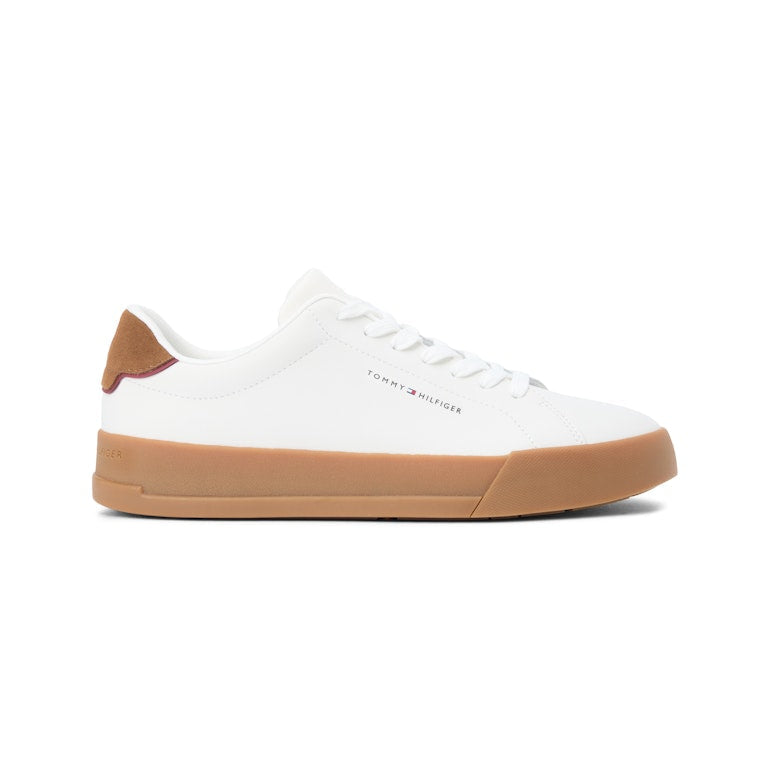Tommy Hilfiger men's red leather lace-up trainer