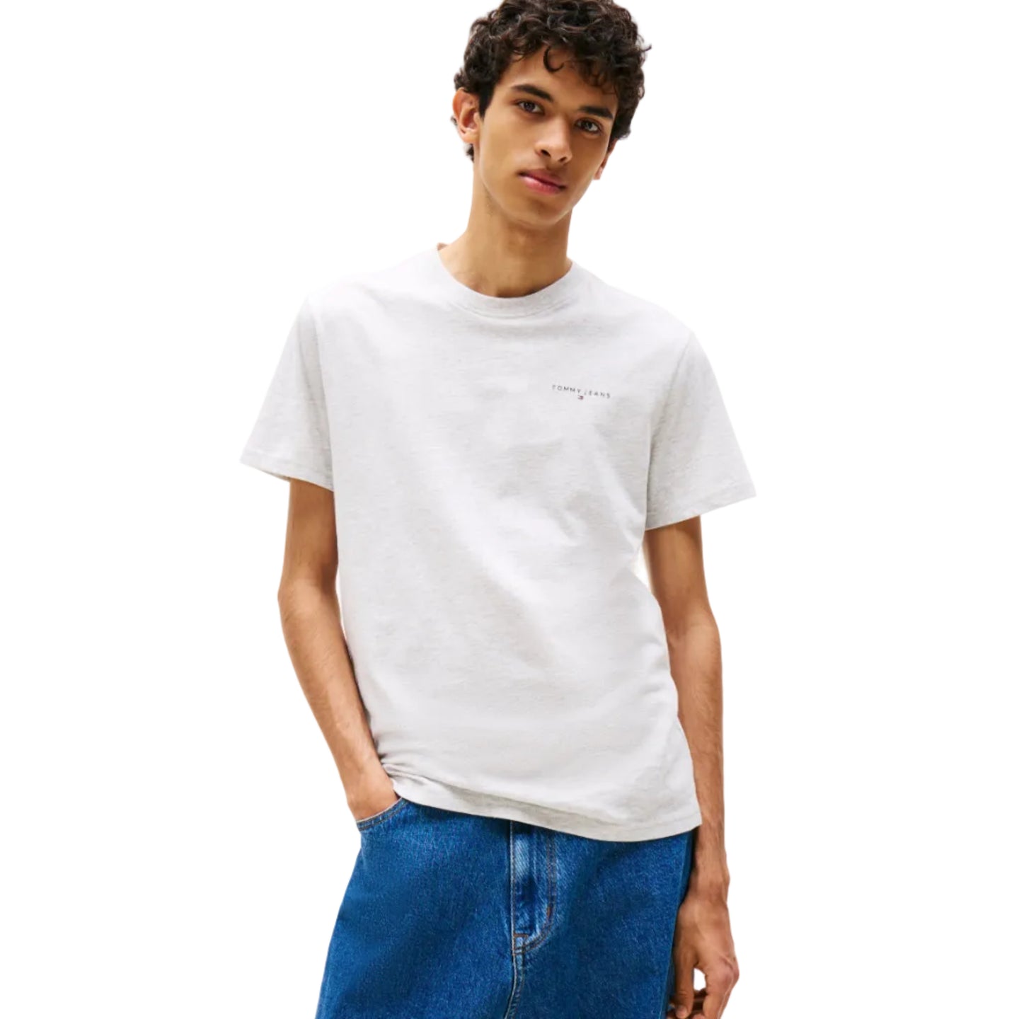 Tommy Jeans Mens T-Shirt Slim Jersey Ice Grey Heather