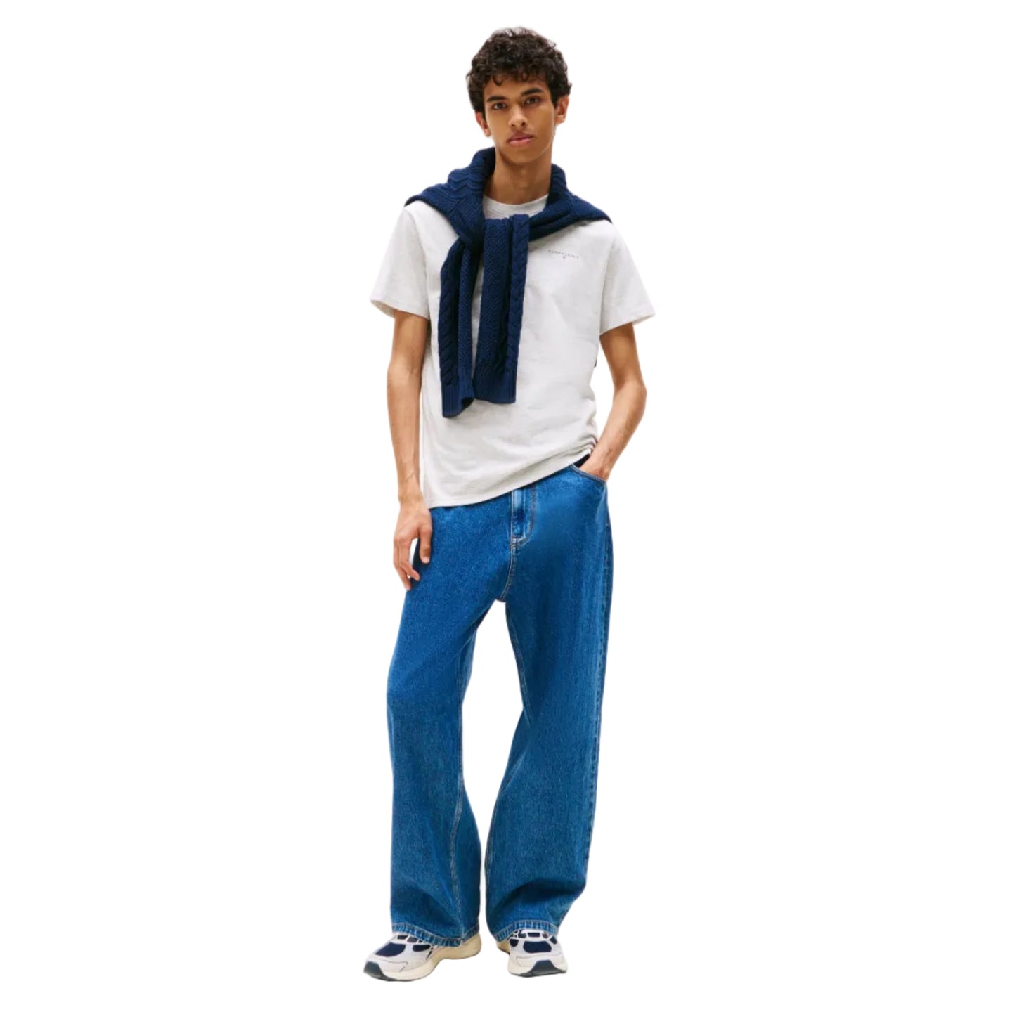 Tommy Jeans Mens T-Shirt Slim Jersey Ice Grey Heather