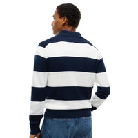 Tommy Jeans men's dark blue striped slim essential polo sweater