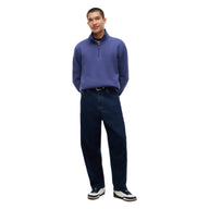 Tommy Jeans Mens 1/4 Zip Fleece Mock Basic Navy