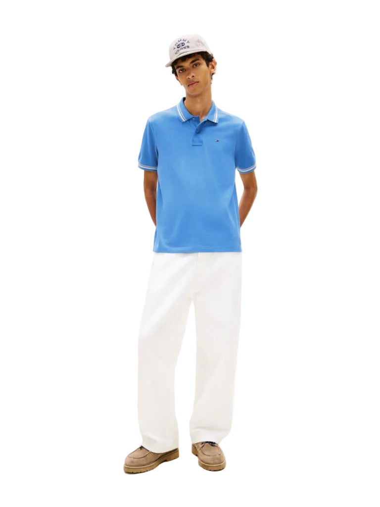 Tommy Jeans Mens Polo Regular Tipped Blue Twilight