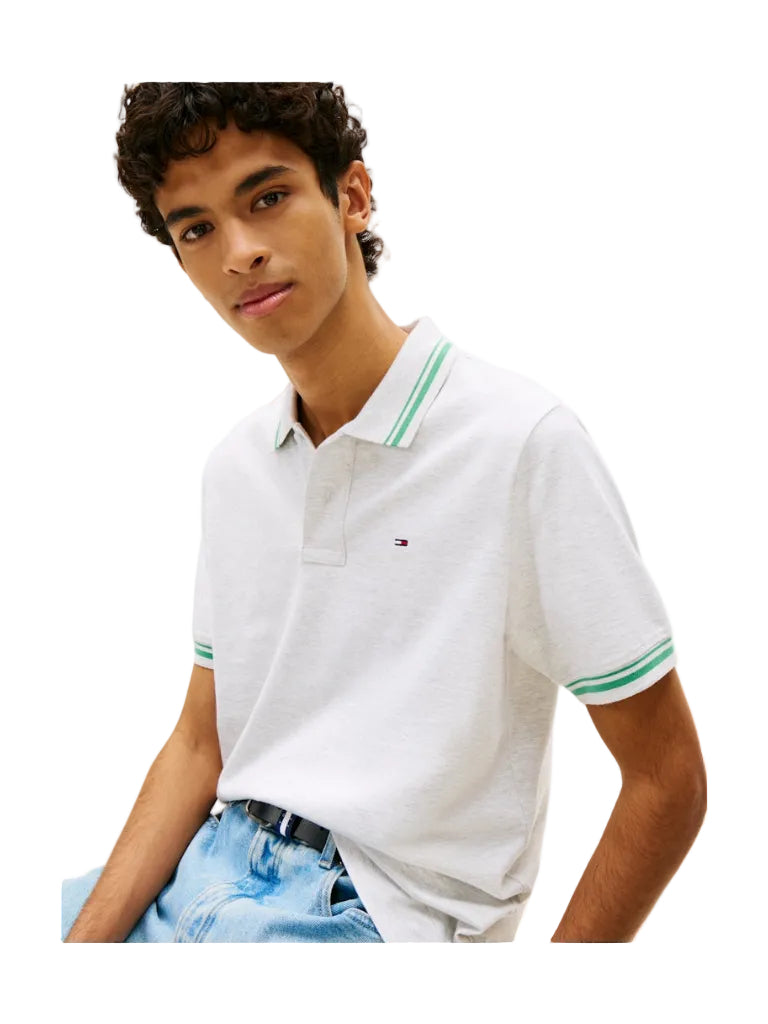 Tommy Jeans Mens Polo Regular Tipped Ice Grey Heather