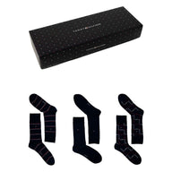 Men's black patterned socks gift box set with assorted stripe and check designs