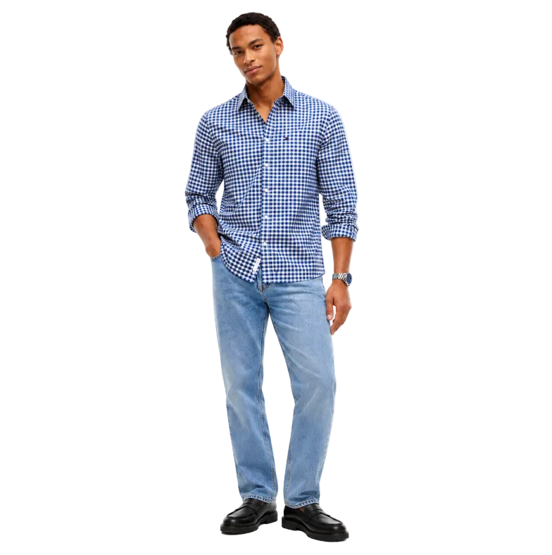 Tommy Hilfiger Men's Tjm Regular Check Oxford Shirt Basic Navy Check