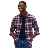 Tommy Hilfiger Men's Tjm Regular Flannel Check Shirt Calypso Berry Check