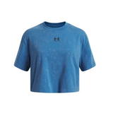 Under Armour Girls Rival Wash Short Sleeve T-Shirt Aegean Blue/Black