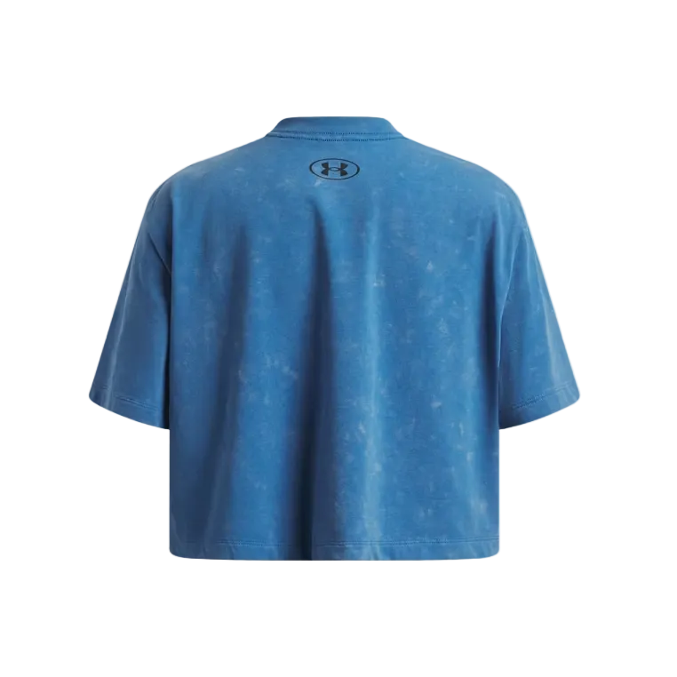 Under Armour Girls Rival Wash Short Sleeve T-Shirt Aegean Blue/Black